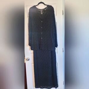 Carole Little Black Buttoned Long Sleeve Dress